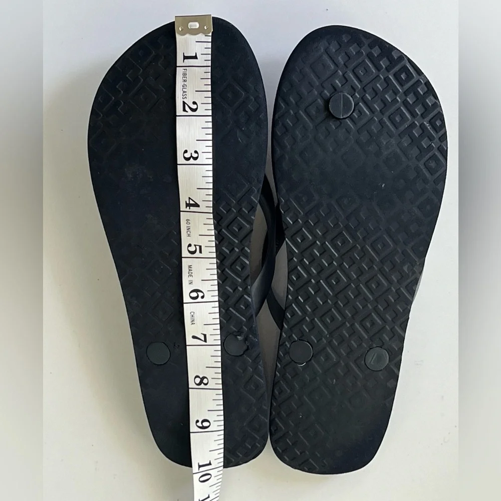 Tory Burch Black with Red Hearts Flip Flop Thong Sweetheart Sandals